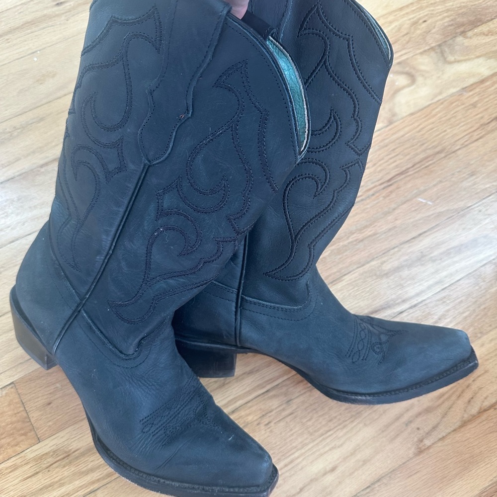 Corral Black Embroidered Heeled Boots - image 1